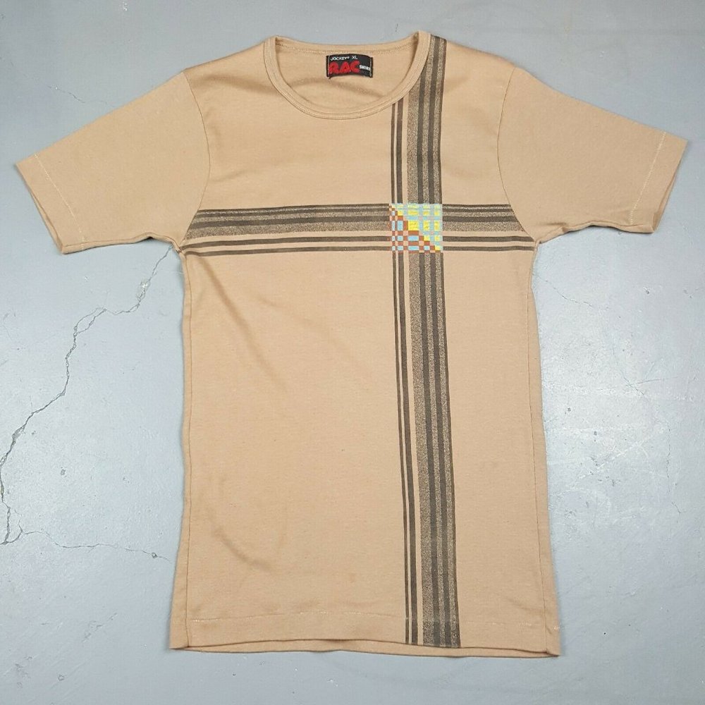 Vtg 80s Jockey RAC T-Shirt Youth XL Brown Surfing